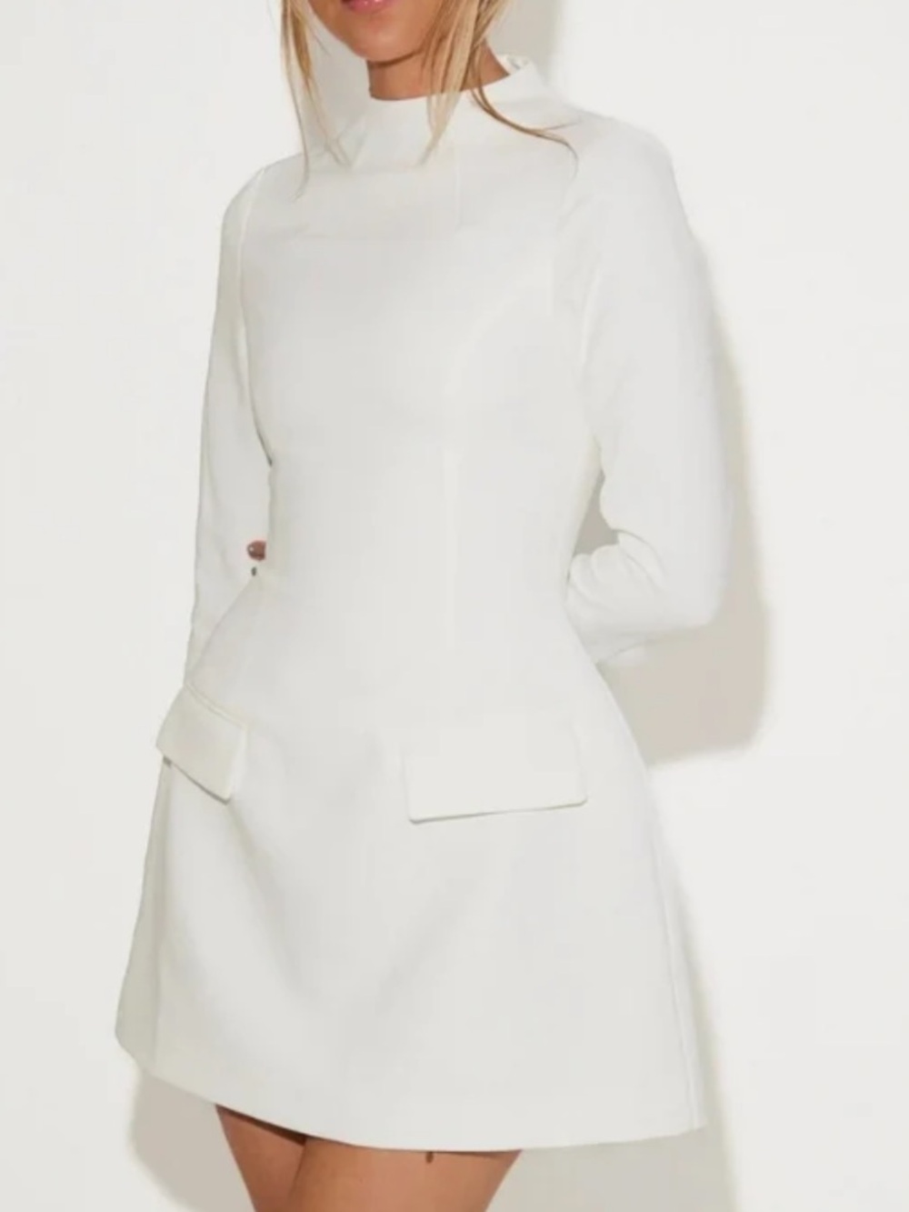 OddMuse White Long-Sleeve Mini Dress